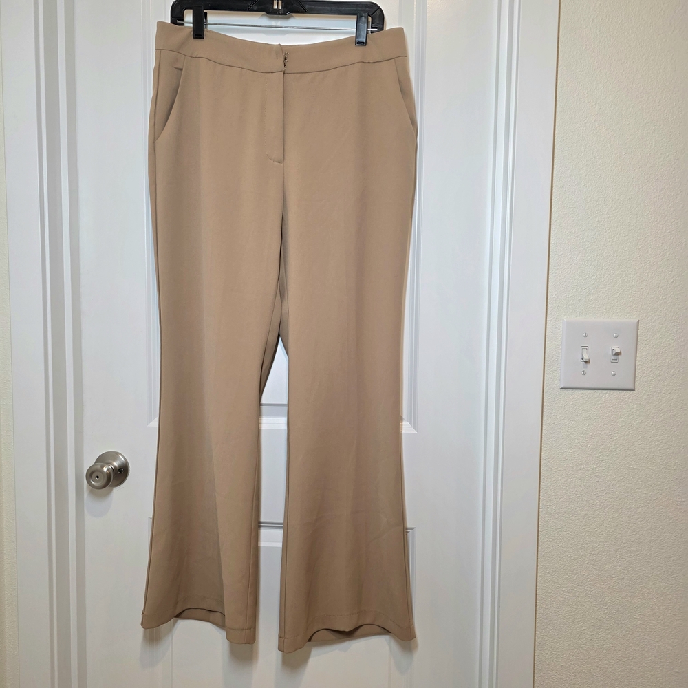 Mystree Tan Dress Pants Bootcut Flare Size Womens Large Boho Business Casual